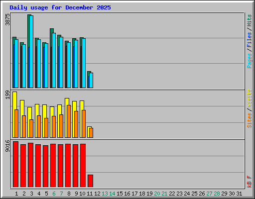 Daily usage for December 2025